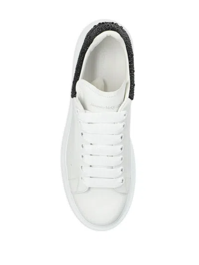Alexander Mcqueen Crystal-embellished Leather Exaggerated-sole Sneakers In White