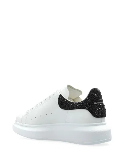 Alexander Mcqueen Crystal-embellished Leather Exaggerated-sole Sneakers In White