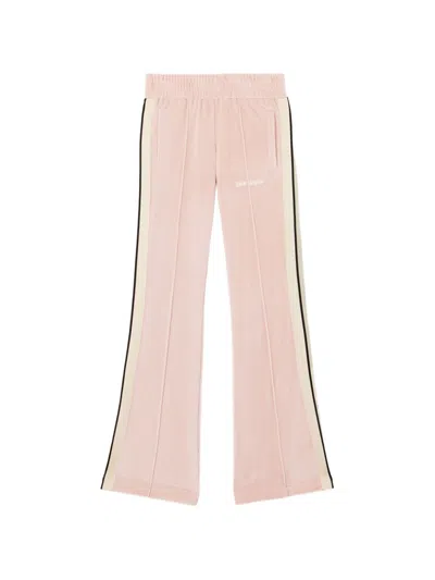 Palm Angels Chenille Track Trousers Flared Leg Stripes In Pink