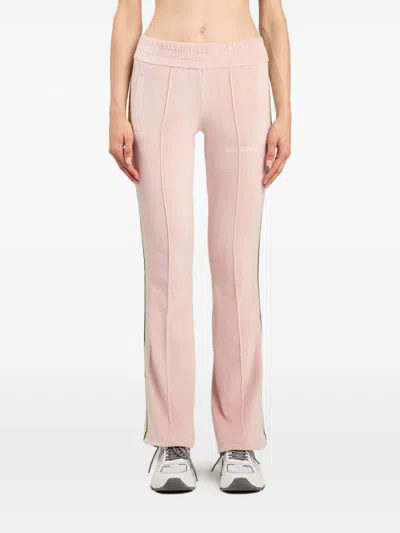 Palm Angels Chenille Track Trousers Flared Leg Stripes In Pink