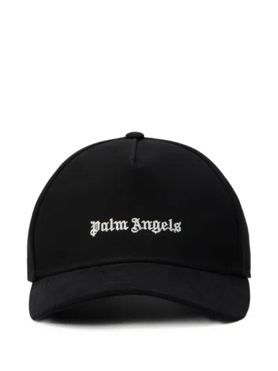 Palm Angels Logo Baseball Cap Curved Brim Design In Black