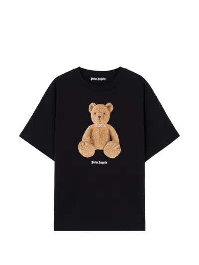Palm Angels Cotton Crew Neck T Shirt Teddy Bear In Black