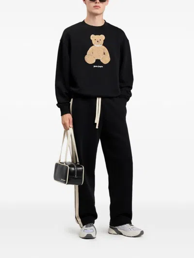 Palm Angels Textured Bear Graphic Sweatshirt In Black