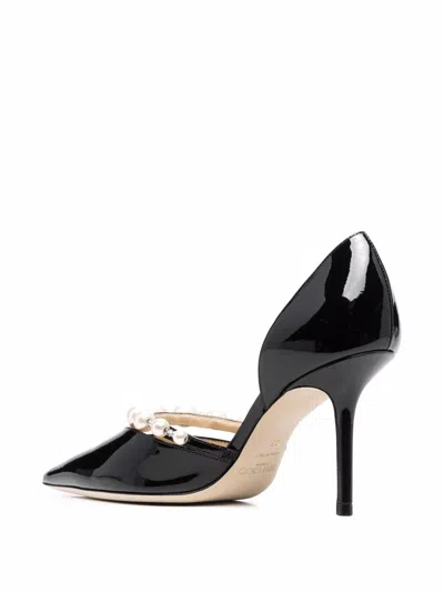Jimmy Choo Pointed Toe Heels With Pearl And Crystal Accents In Black