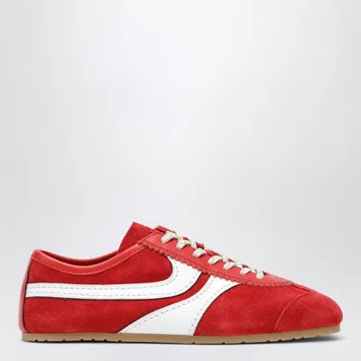 Dries Van Noten 70s Marathon Spirit Suede Low-top Sneakers In Red