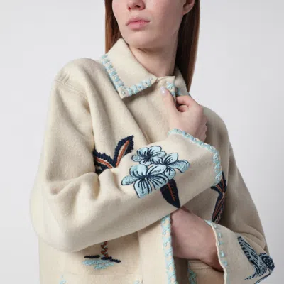 Alanui Cream Remember Me Embroidered Wool Jacket In Neutral