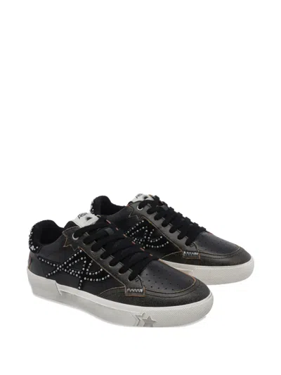 Ash Moonlight Studded Leather Sneakers In Black