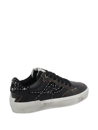 Ash Moonlight Studded Leather Sneakers In Black