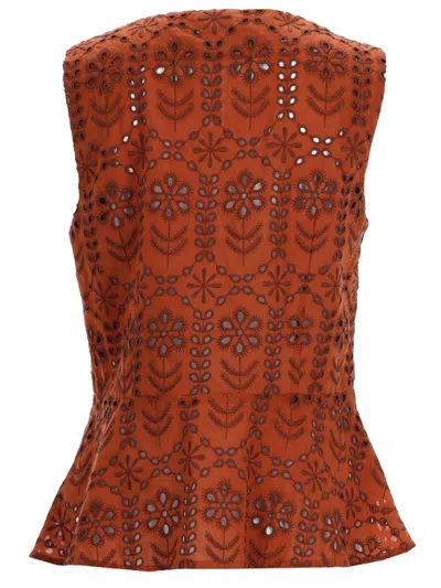 Ps By Paul Smith Top With Perforated Pattern In Orange