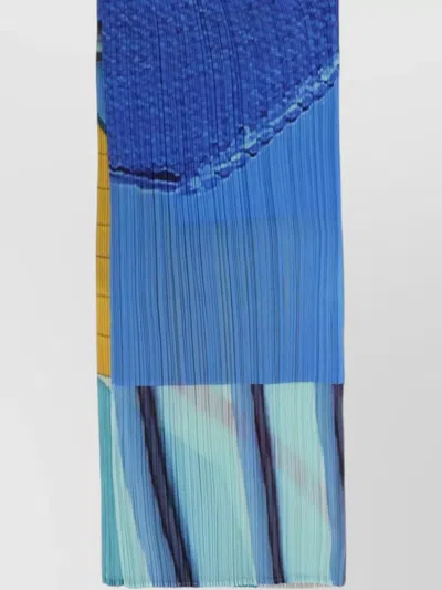 Issey Miyake Rectangular Scarf Pleated Texture Design In Blue