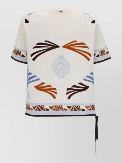 Herno Graphic Print T Shirt Round Neck Tie In White
