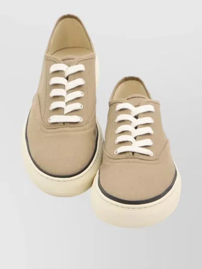 Jacquemus Cotton Low-top Sneakers With Embroidered Logo In Brown
