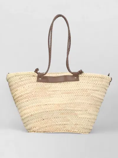 Castaã±er Shoulder Bag Campania Braided Handles Rectangular In Brown