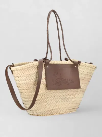 Castaã±er Shoulder Bag Campania Braided Handles Rectangular In Brown