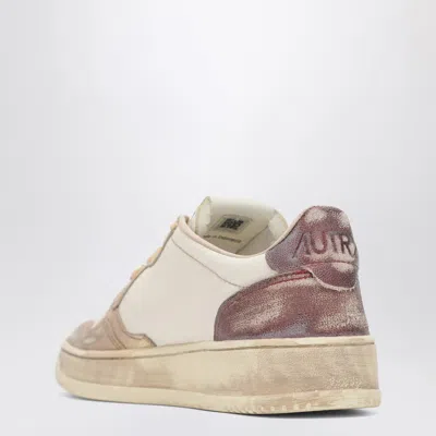 Autry Super Vintage Medalist Low Sneakers In In White, Red And Gold Leather