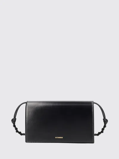 Jil Sander Tangle Wallet With Shoulder Strap In Black