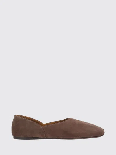 Khaite Jane Classic Suede And Python Print Ballet Flats In Brown