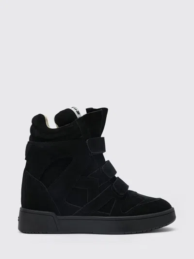 Isabel Marant Women Black Wedge With Insert Design And High Heel Sneaker In Leather Woman