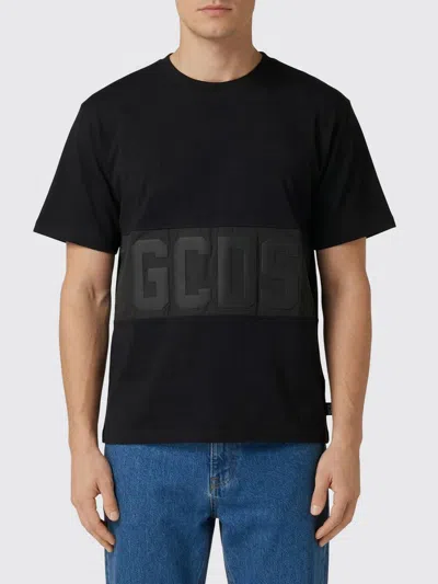 Gcds Man T-shirt Z0mlqc109j101 999b Band Logo Tonal Loose Ss T-shi Black In Black