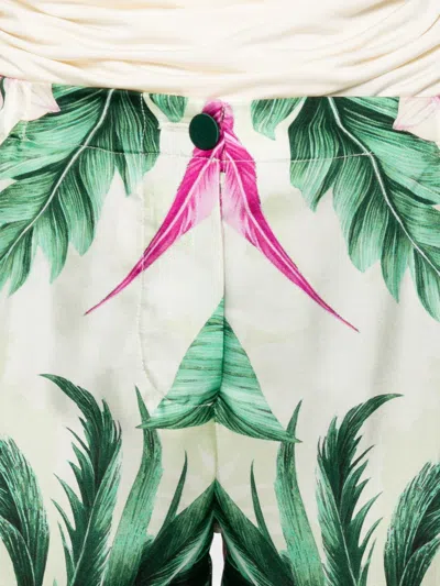 F.r.s . Printed Silk Trousers In White