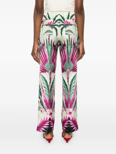 F.r.s . Printed Silk Trousers In White