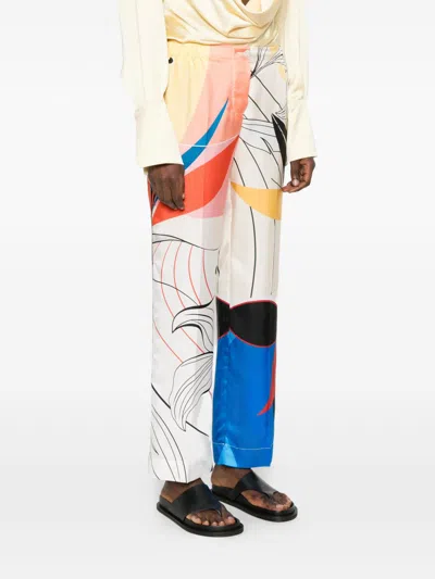 F.r.s . Printed Silk Trousers In Multi