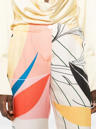 F.r.s . Printed Silk Trousers In Multi