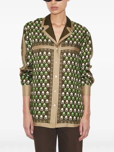Tory Burch Printed Silk Shirt In Multi