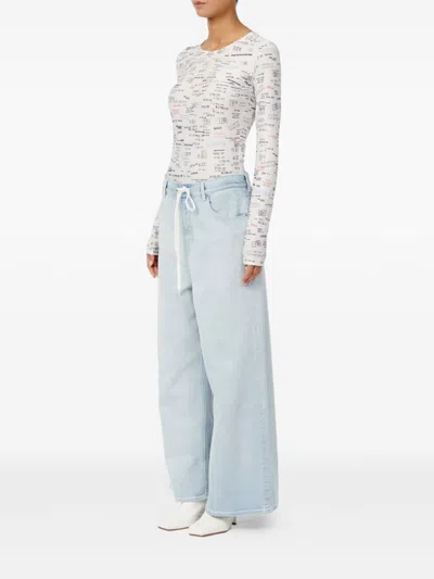 Mm6 Maison Margiela Drawstring Wide Leg Jeans In Blue
