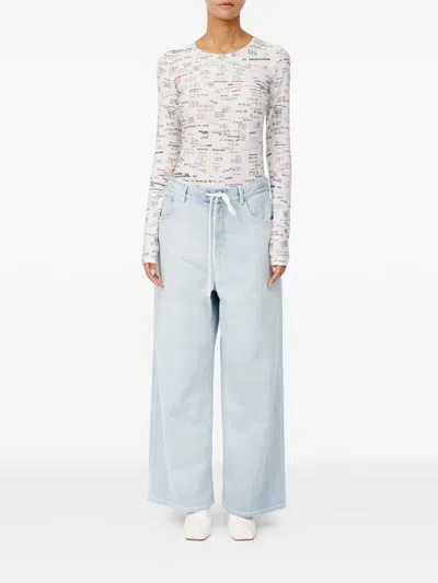 Mm6 Maison Margiela Drawstring Wide Leg Jeans In Blue