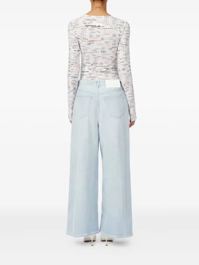 Mm6 Maison Margiela Drawstring Wide Leg Jeans In Blue