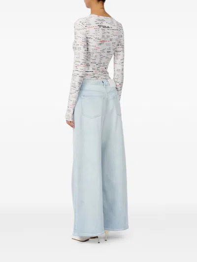 Mm6 Maison Margiela Drawstring Wide Leg Jeans In Blue