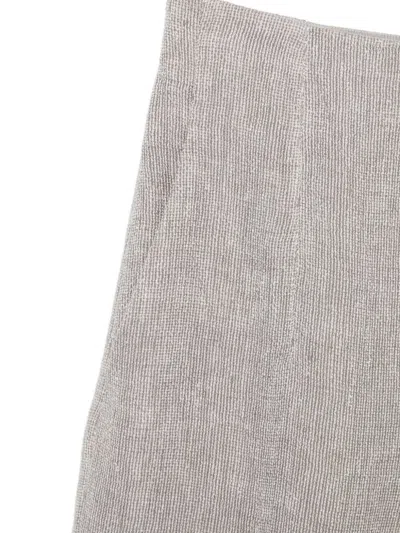 Emporio Armani Linen Wide Leg Textured Trousers In Gray