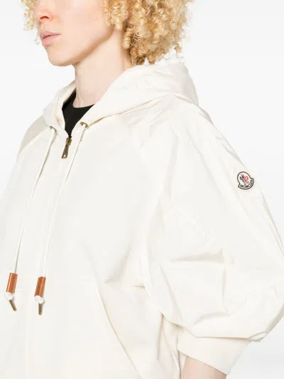 Moncler Drawstring-hood Kangaroo-pocket Jacket In White