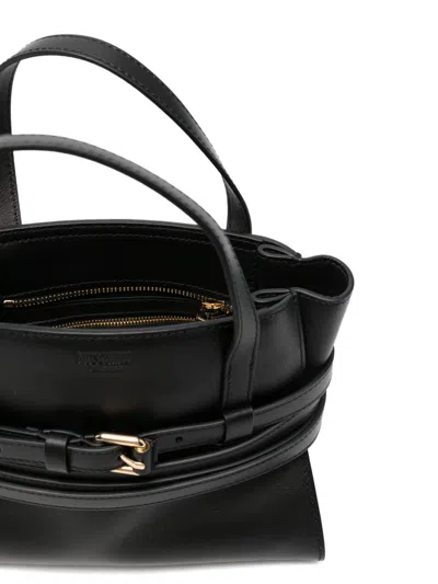 Moschino Structured Sheepskin Shoulder Bag In Black