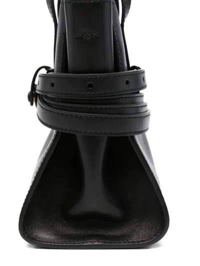 Moschino Structured Sheepskin Shoulder Bag In Black
