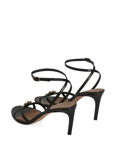 Dolce & Gabbana Sandals Thin Straps Stiletto Heel Heart In Black