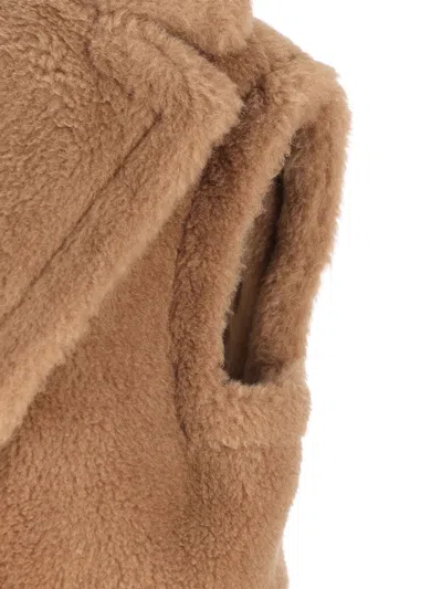 Max Mara Wool Double-breasted Vest In Brown