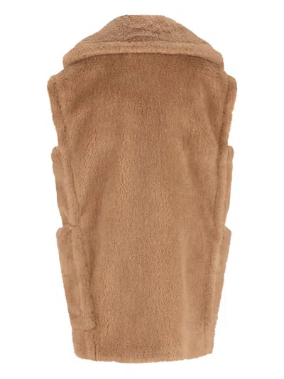 Max Mara Wool Double-breasted Vest In Brown