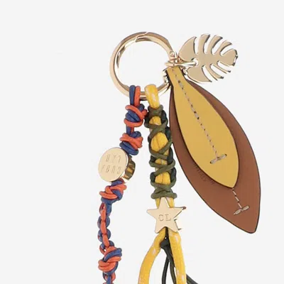Cuba Lab Leather And Fabric Keyring In Multi