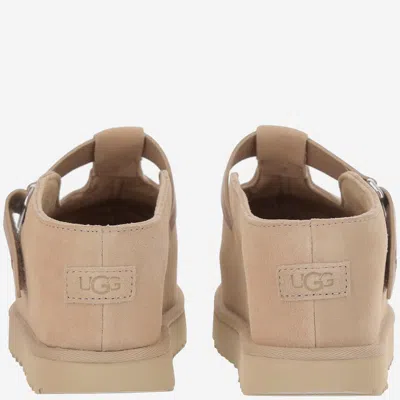 Ugg Smooth Beige Flats With Rounded Toe Design In Brown