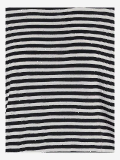 Bruno Manetti Striped-pattern Crew-neck Sweater In Black