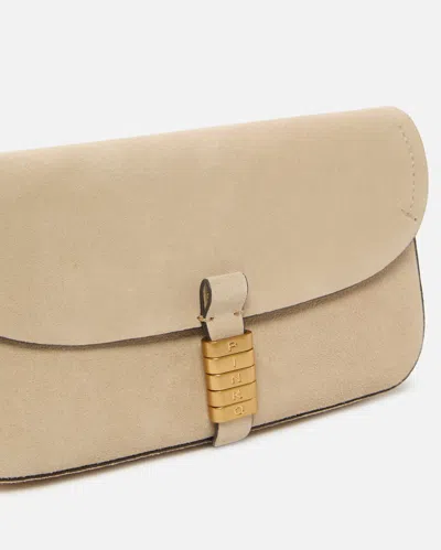 Pinko - Saddle Flat Medium Shoulder Bag In Suede In Sand