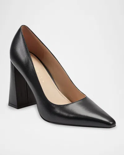 Marc Fisher Ltd Minny Patent Leather Snip Toe Block-heel Pumps In Black