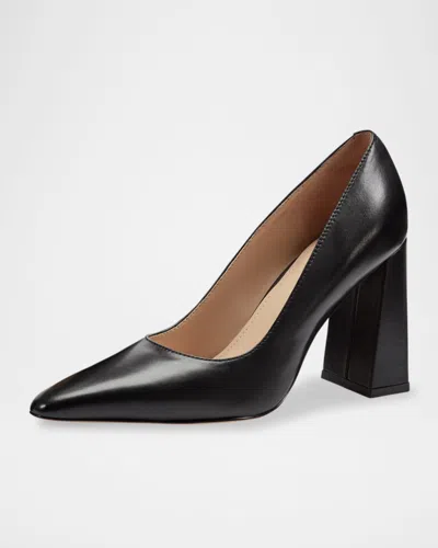 Marc Fisher Ltd Minny Patent Leather Snip Toe Block-heel Pumps In Black