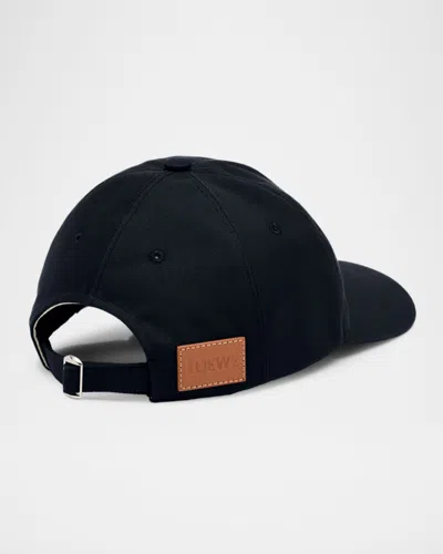 Loewe Embroidered Canvas Cap In Black