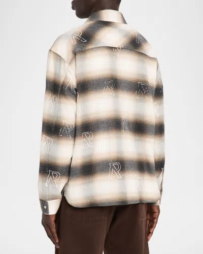 Represent Flannel Shirt With All-over Initials In Brown