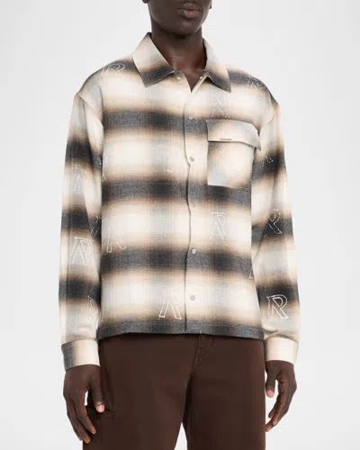 Represent Flannel Shirt With All-over Initials In Brown