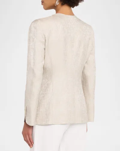 Emporio Armani Double-breasted Jacket In Icon Textured Jacquard Fabric In White