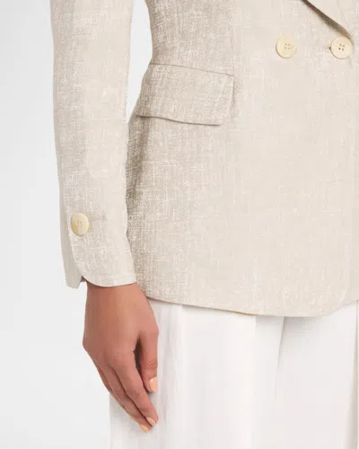 Emporio Armani Double-breasted Jacket In Icon Textured Jacquard Fabric In White